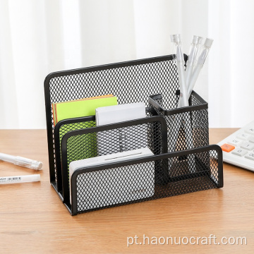 Porta-canetas de metal para escritório, moda simples, grande capacidade